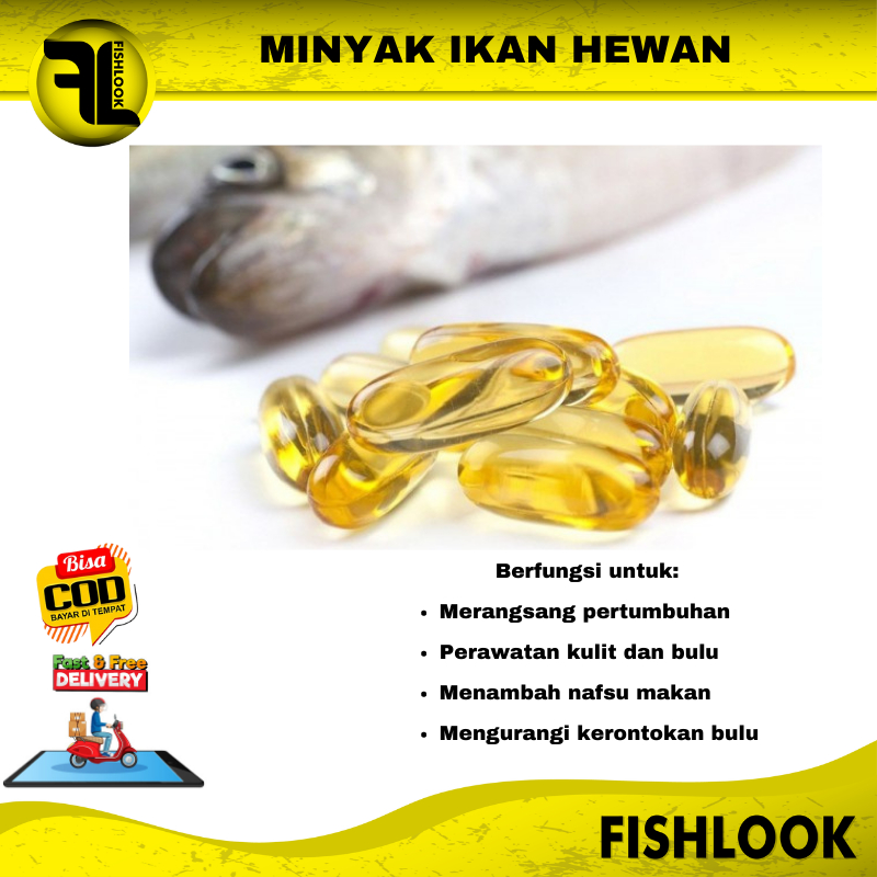 MINYAK IKAN FISH OIL VITAMIN OMEGA BULU KUCING ANJING HAMSTER 1 BUTIR