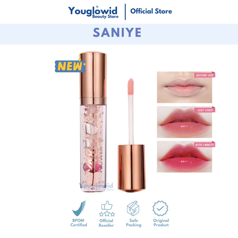 【Official Outlet】SANIYE Flower Magic Lip Oil L1121 | Lip Serum Color Changing Lip balm Lip Moisturizing Liquid Melembabkan Bibir Aroma Buah Produk viral BPOM