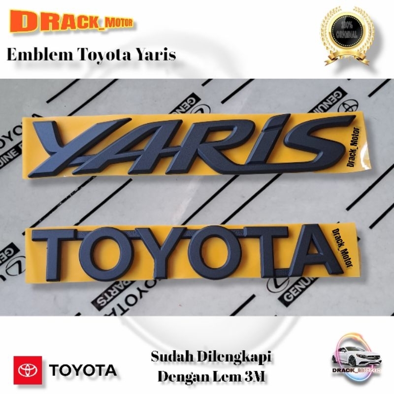 EMBLEM TULISAN TOYOTA YARIS HITAM DOFF ORIGINAL / LOGO EMBLEM TULISAN TOYOTA YARIS HITAM DOFF ORIGIN