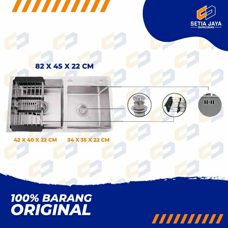 Sink / Tempat / Bak Cuci Piring Royal Stainless Steel Contempo Doppio