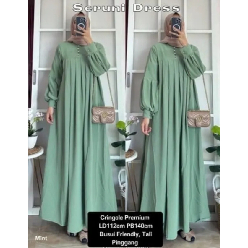 SERUNI DRESS WANITA KEKINIAN/GAMIS DRESS SERUNI TERBARU