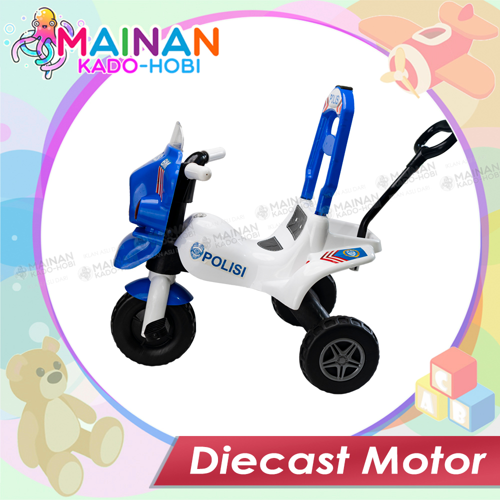 HADIAH MAINAN ANAK LAKI MINIATUR DIECAST DORONG SEPEDA MOTOR POLISI