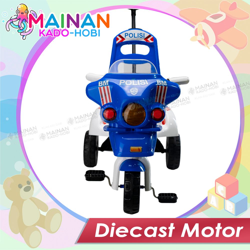 HADIAH MAINAN ANAK LAKI MINIATUR DIECAST DORONG SEPEDA MOTOR POLISI