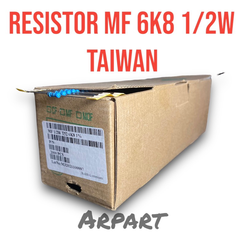 x10 resistor mf 6k8 1/2 watt 1% metal film kaki tembaga
