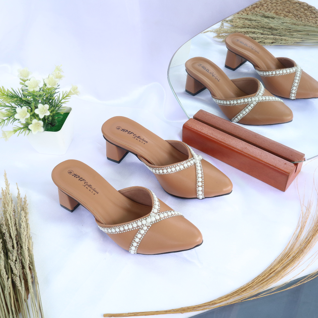 HMF Hylda Sepatu Hak Mules Wanita AM05