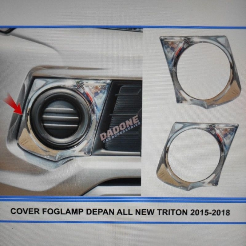 cover ring foglamp depan mobil Mitsubishi all new triton 2015 sampai 2018 2016 2017 chrome crome tempel