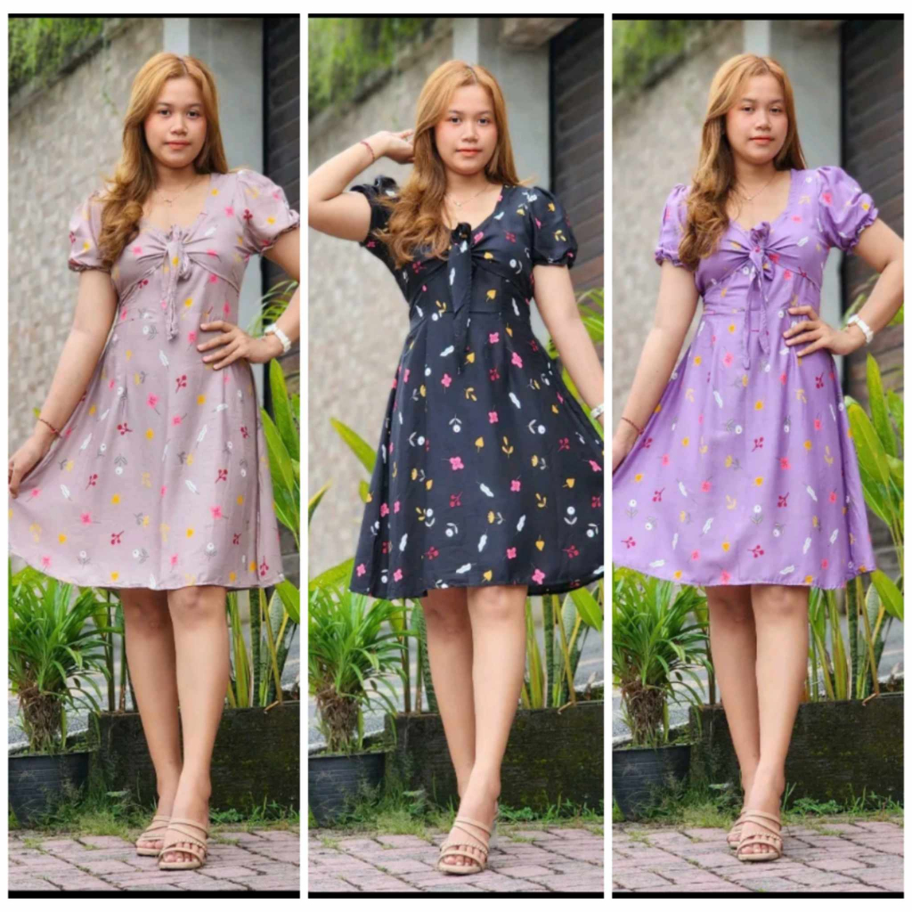 REALPICT - Dress NAOMI Bali Daster Bali Fashion Wanita Terbaru Motif Kekinian Bahan Rayon Bali Pakaian Wanita  Baju Tidur ONIC