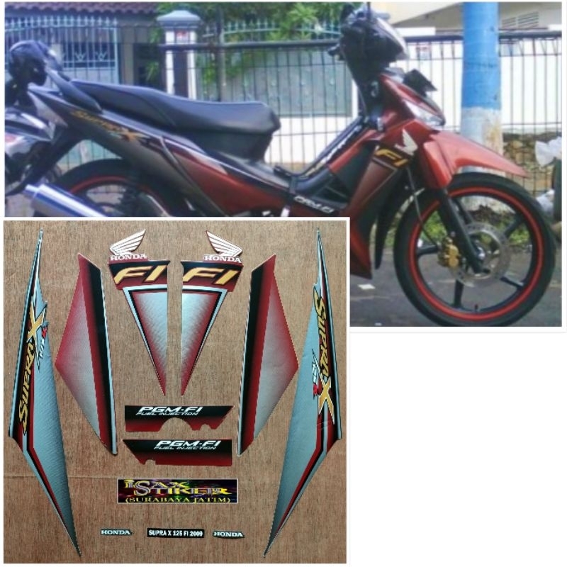 Striping Original Honda Supra X 125 R FI merah tahun 2008 2009