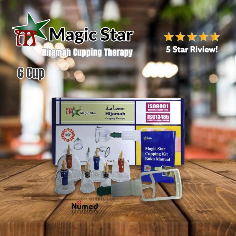 Alat Bekam Original Magic Star isi 6 Kop / Therapy Cupping Set Magic Star 6 Cup / Kop Angin Magic Star 6