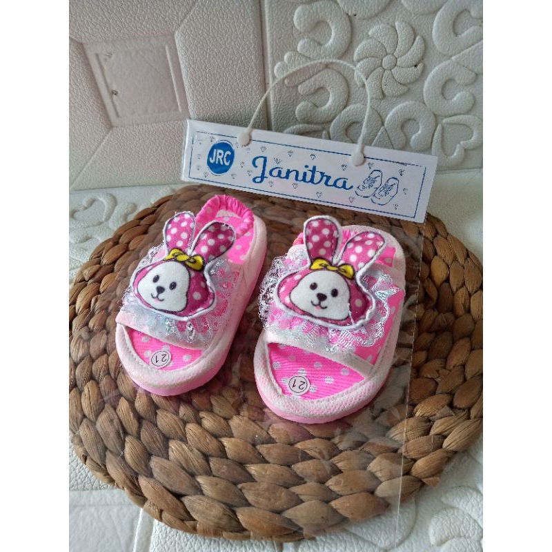 [0-2 tahun] SANDAL PREWALKER KOKOP SELOP ANAK PEREMPUAN MOTIF POLKADOT BONEKA KELINCI / SANDAL PREWALKER BABY GIRL KARAKTER BONEKA KELINCI RABBIT / SEPATU SANDAL BAYI KOKOP POLKADOT