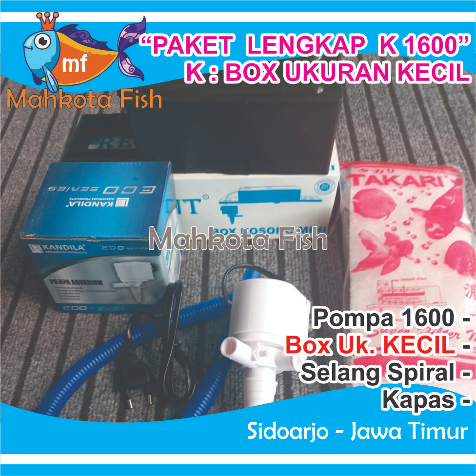 PAKET LENGKAP (K) KECIL 1600 Top Filter Aquarium KECIL &amp; Pompa Aquarium 1600 | HEMAT ENERGY (FREE Buble)