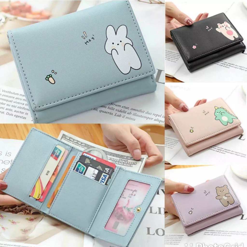 Dompet Lipat Mini Wanita Motif Animal Cute Fashion Import
