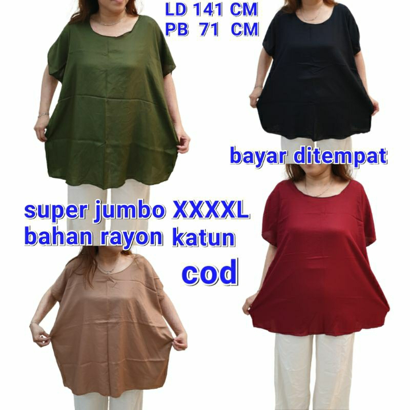 atasan super jumbo XXXXL muat 100 kg lebih blon polos bahan rayon bagus