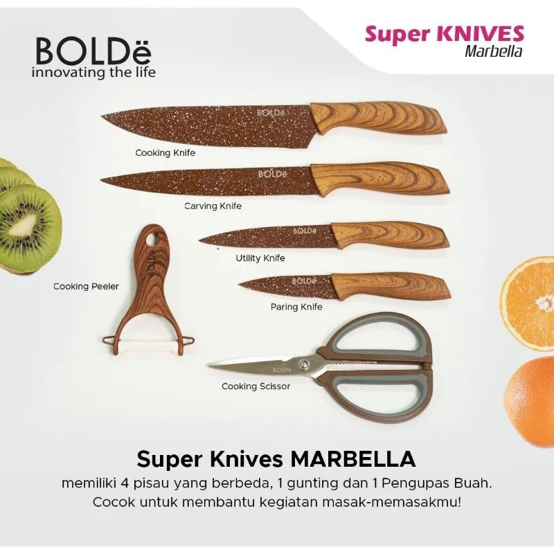 Pisau Super Knives MARBELLA 6pcs set Italian Design Original BOLDe