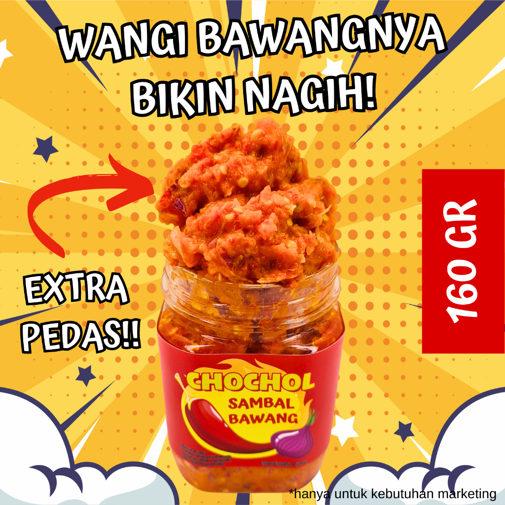 

Chochol Sambal Bawang 160 Gram - Sambel EXTRA PEDAS cocok untuk cocolan berbagai makanan