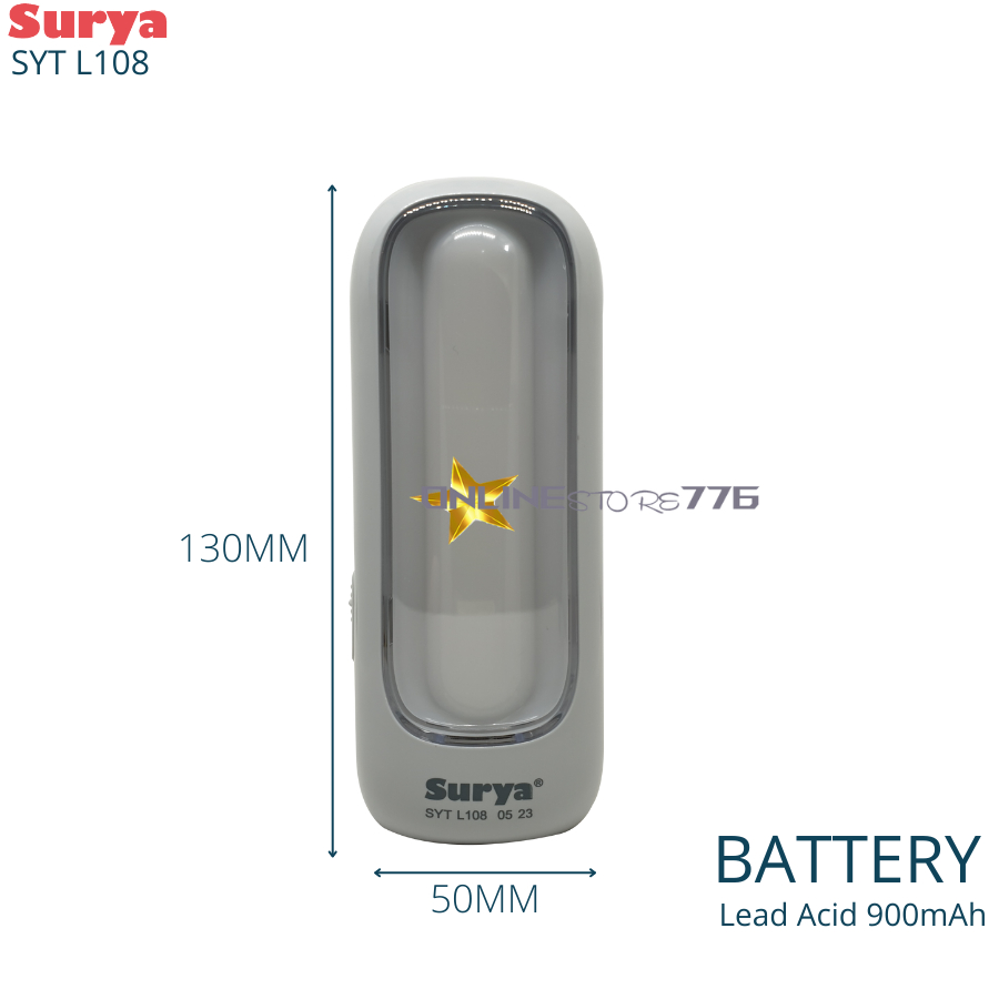 SURYA SYT L108 Lampu Darurat Emergency Lamp Senter Super LED 1W + 11W SMD LED Bisa Cas Tahan 6 Jam