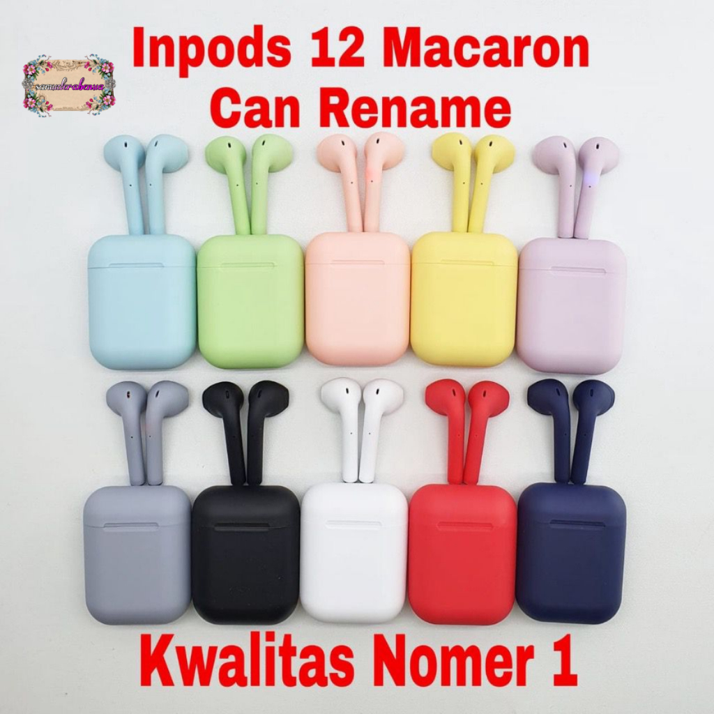 HEADSET HANDSFREE EARPHONE BLUETOOTH WIRELLES Inpods 12 Macaron Headset Bluetooth Warna Macaron Wireless Inpods i12 SB5772