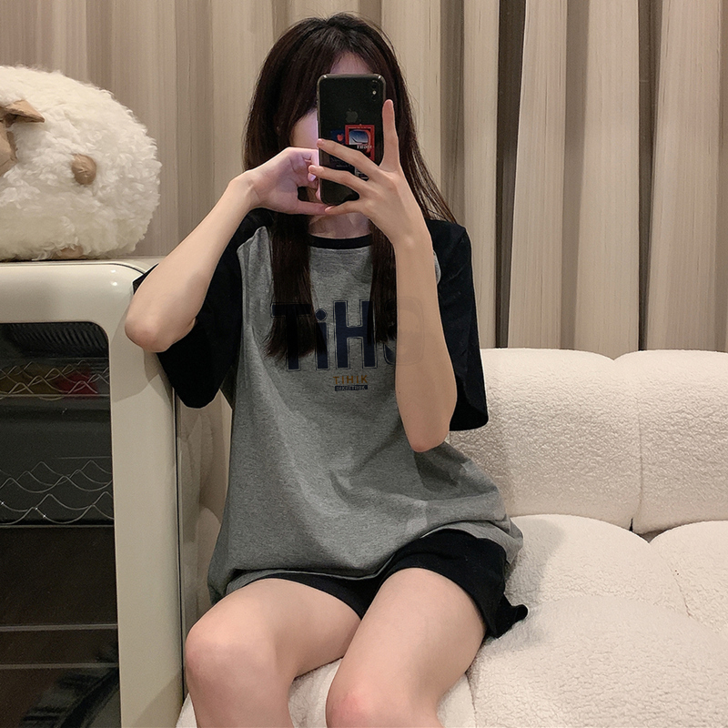 Print T-shirt Kaos Lengan Pendek Vintage Thik Printing Oversize Atasan Wanita Korean Style