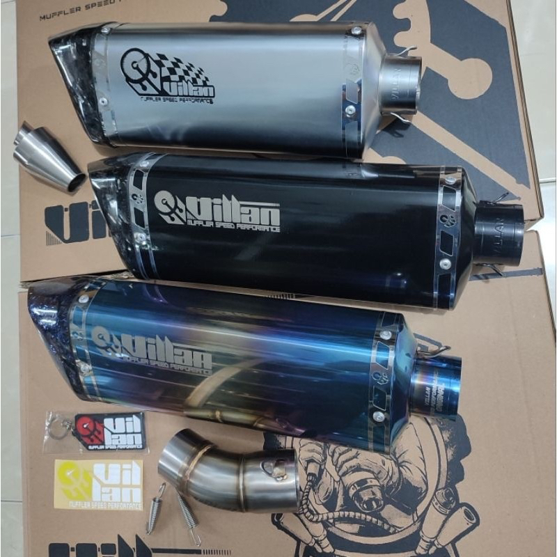 (ORIGINAL) KNALPOT VILLAN MV1 BLACK SILVER BLUE + SLIP ON ZX25RR