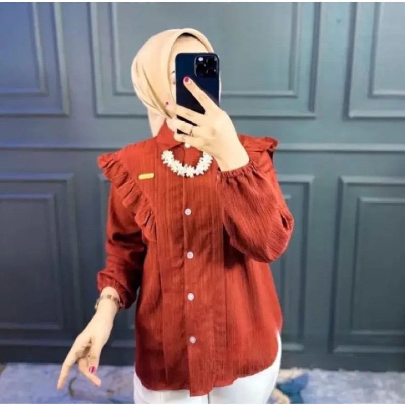 Kemeja Blouse Wanita - Inara Blouse Baby Crush - Atasan Wanita Korean Style