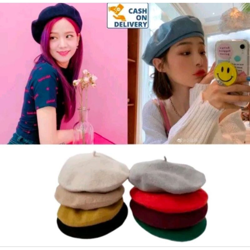 TOPI Baret Korea / Baret Cap Hat / Topi Seniman / Topi Pelukis Korean Kpop Style