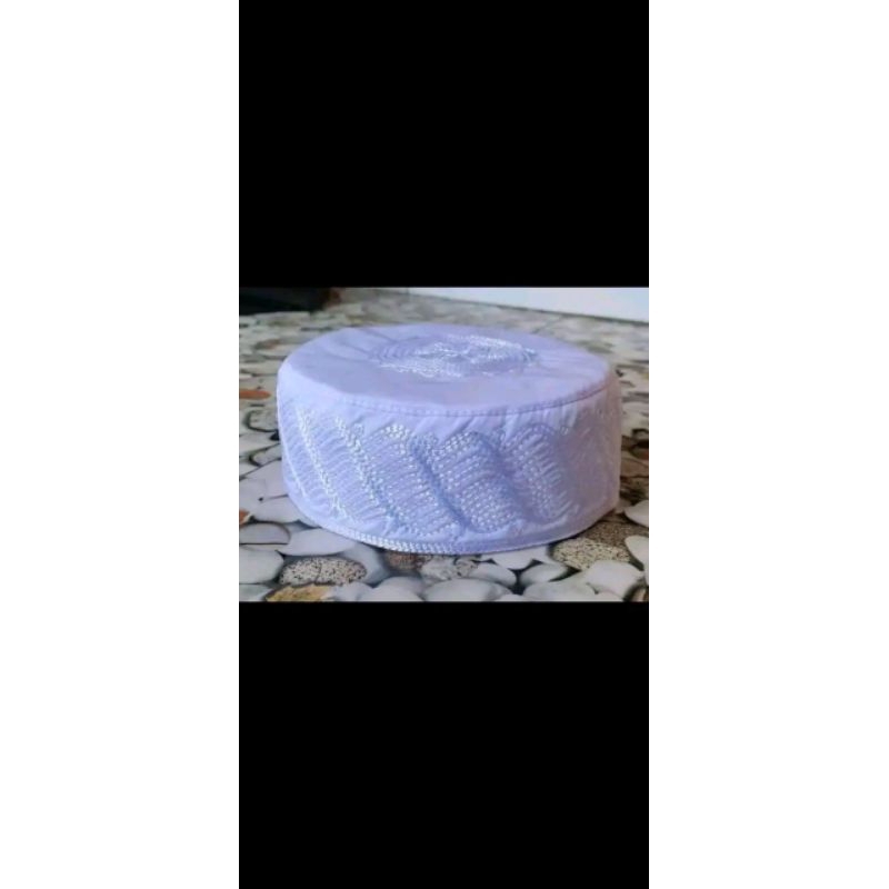peci madinah putih tinggi 6cm