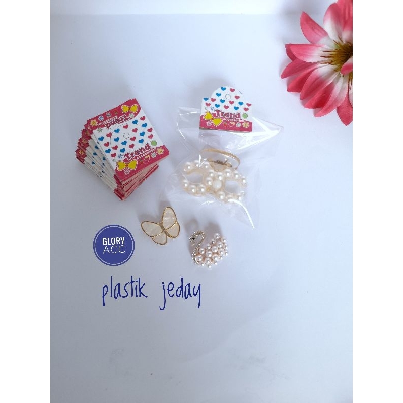 plastik kemas jeday/jepitan rambut+kertas gantungan