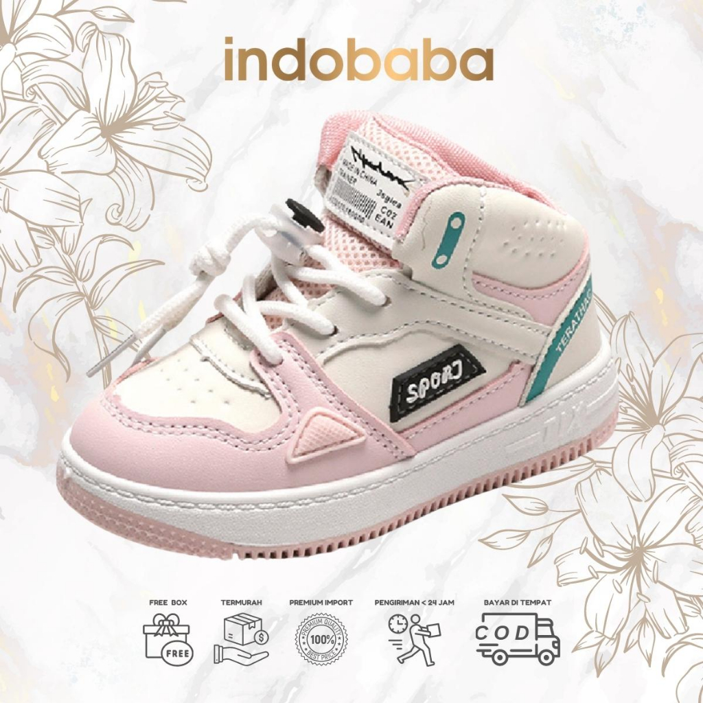 indobaba Sepatu Sneakers Anak Laki Laki Perempuan Sneakers Sekolah 1-7 Tahun Sport Import S124