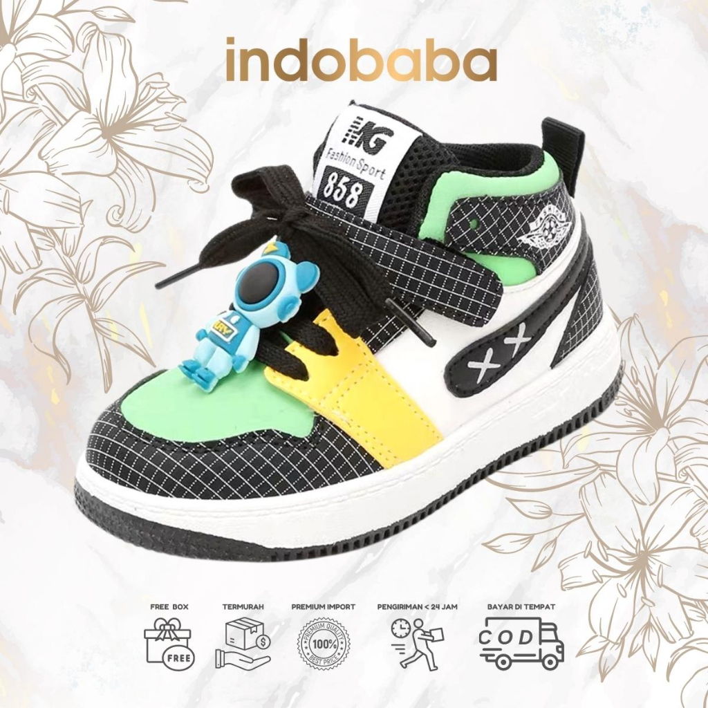 indobaba Sepatu Anak Perempuan Sneakers Anak Import Fashion Sport Motif Astronot 1-5 Tahun S153