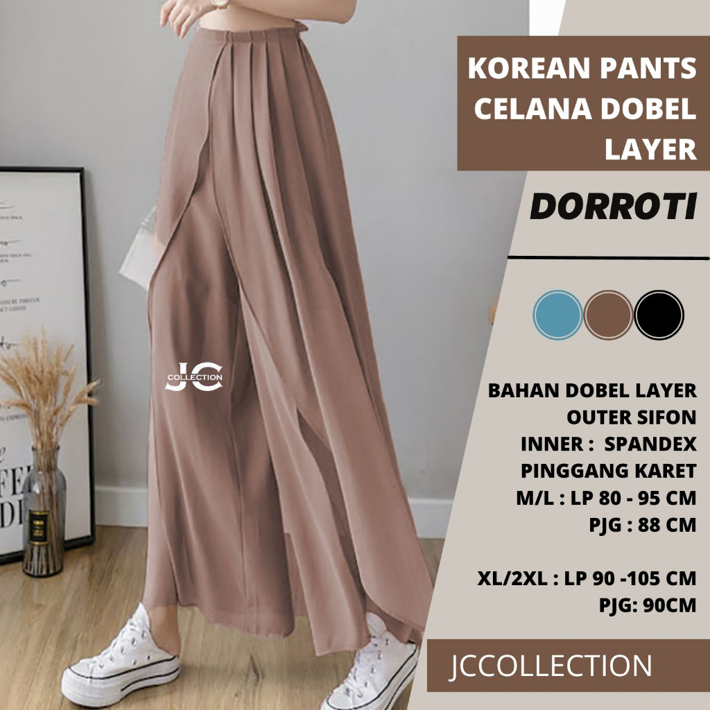 Stice Pants Celana Panjang Sifon Wanita Gaya Korea Dorothy Dobel Layer - JCCollections