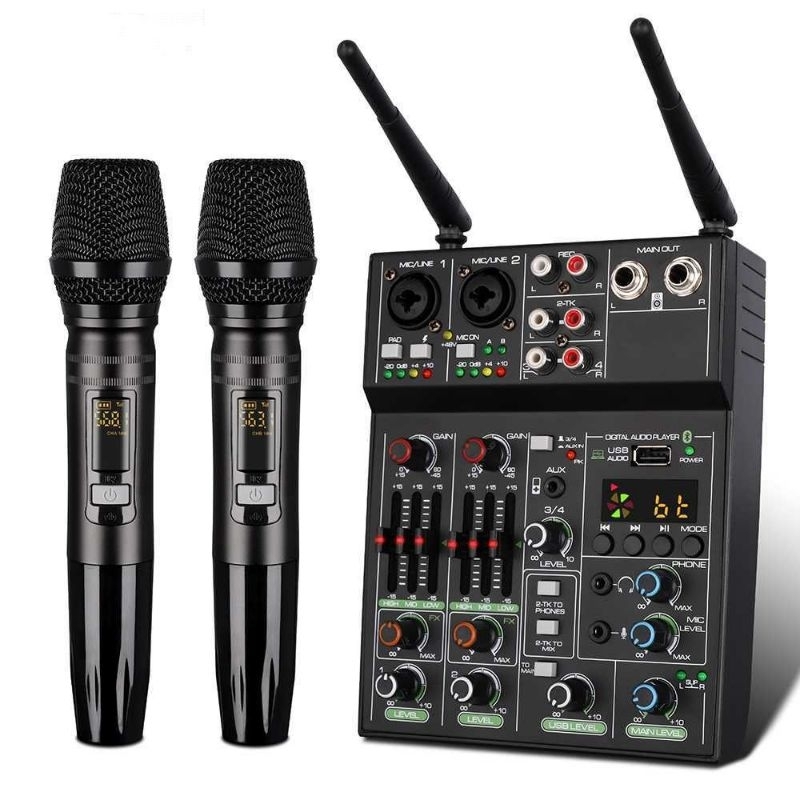 Audio Mixer Digital 4 Channel Profesional Bluetooth Mixing Audio 2 Mic