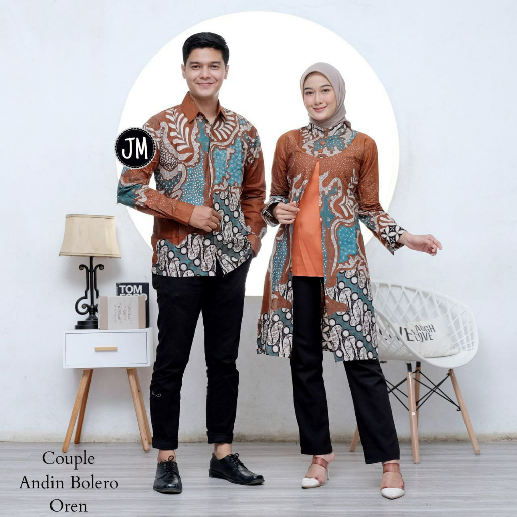 Batik Tunik Couple Modern Set Pakaian Kemeja Batik Pria Couple Baju Batik Couple Tunik Batik