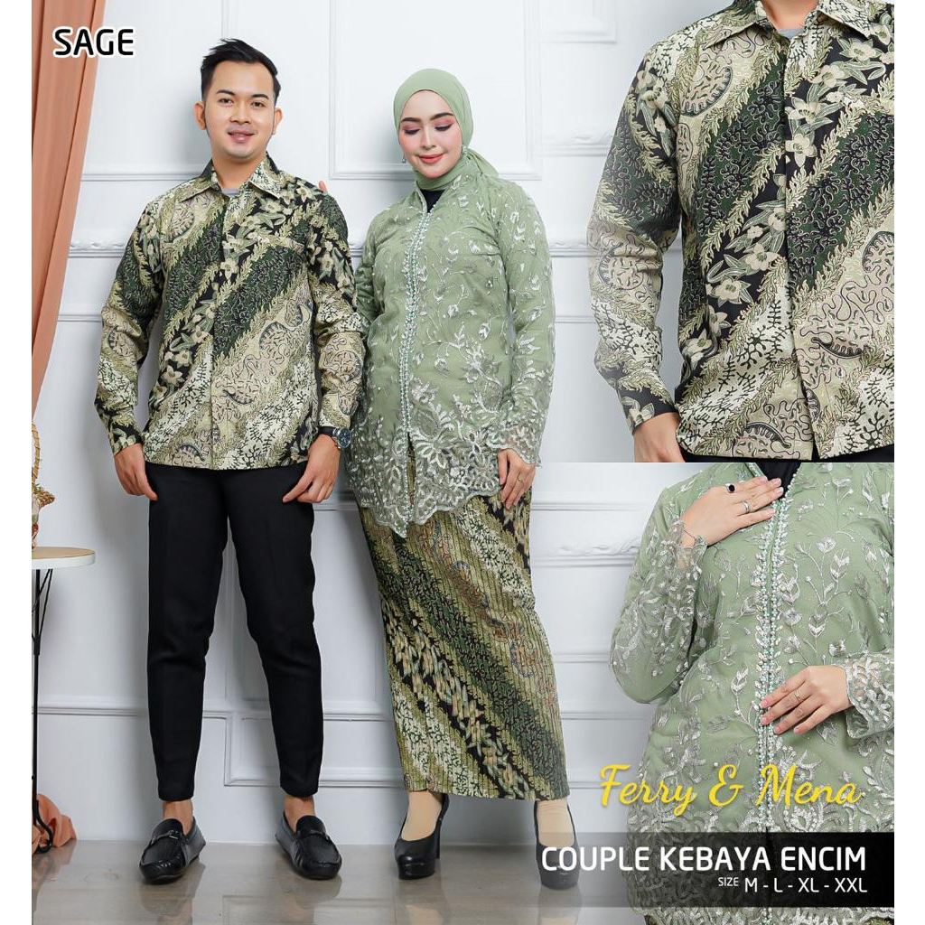 Kebaya batik couple encim payet Batik Couple Kebaya Modern Kebaya Tunangan Lamaran Baju Wisuda Batik Brukat Terbaru