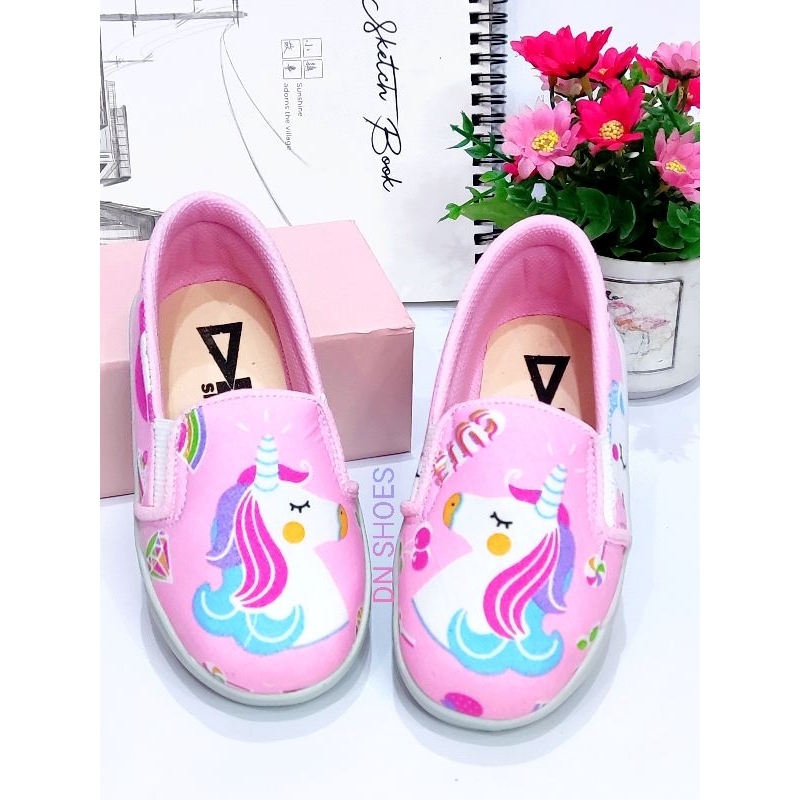 Sepatu anak perempuan motif unicorn pink cute murah