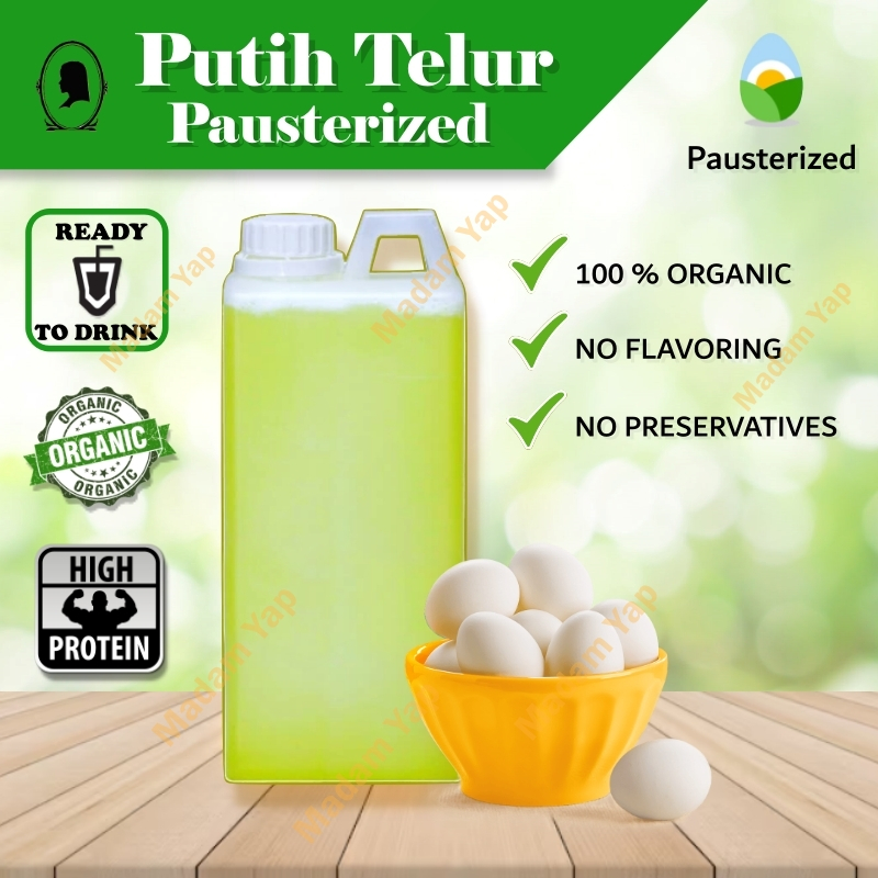 

TELUR PUTIH CAIR 1 LITER PROTEIN DRINK MINUMAN SEHAT PASTEURISASI LIQUID EGG WHITE 1 L READY DRINK