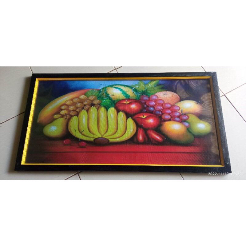 hiasan dinding gambar buah-buahan segar plus bingkai