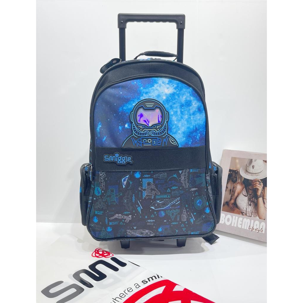 Tas Ransel Anak Smigg-le Bright Astronot Trolley Backpack With Light Up Wheels SGL - 88806#