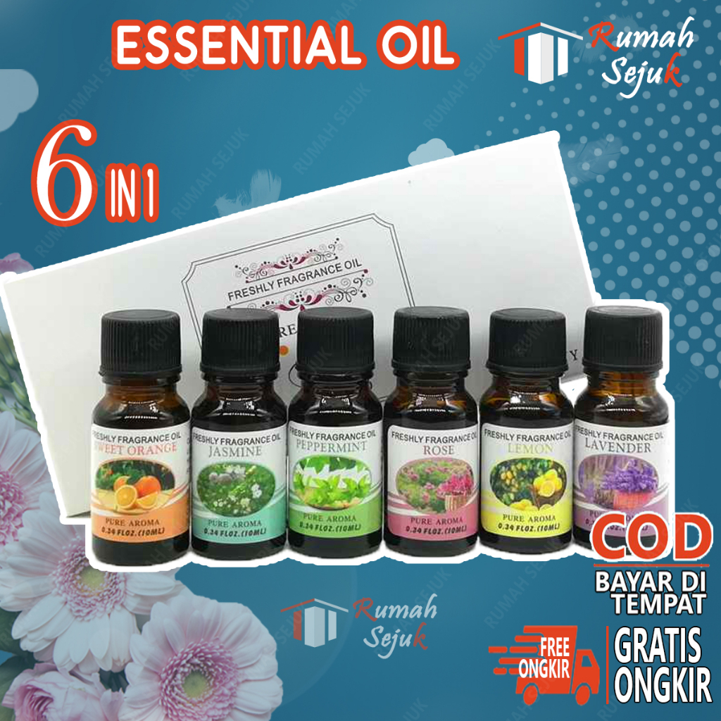 6 Botol Aroma Terapi Aromatherapy Essential oil Diffuser Aromaterapi Pure Murni &amp; Alami Air Fragrance Pengharum Pewangi Esensial Esential Oil Ruangan 10ml Defuser Humidifer Minyak Humadifier Humudifier Humdifier Difusser Essential Kamar Taffware