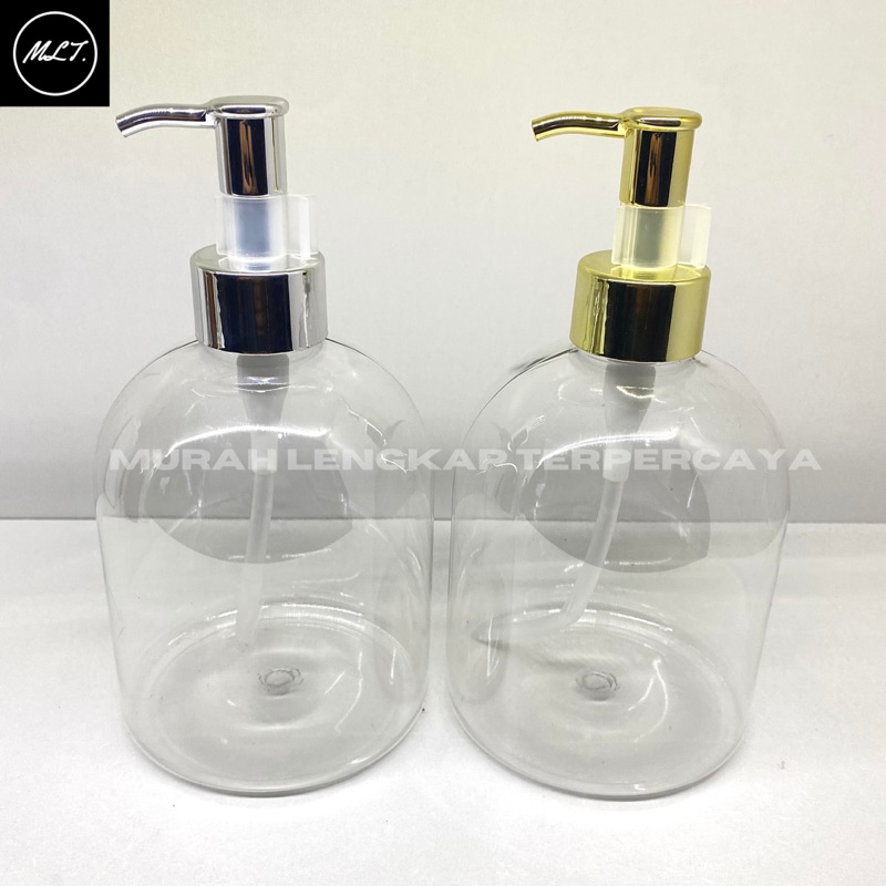 BOTOL PUMP 500ML OVAL TABUNG CLIP OIL GOLD SILVER BOTOL KOSONG 500 ML