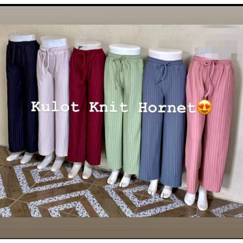 DAILY/KULOT KNIT HORNET HIGHWAIST/RIB KNIT/CELANA KULOT WANITA BAHAN KNIT HORNET