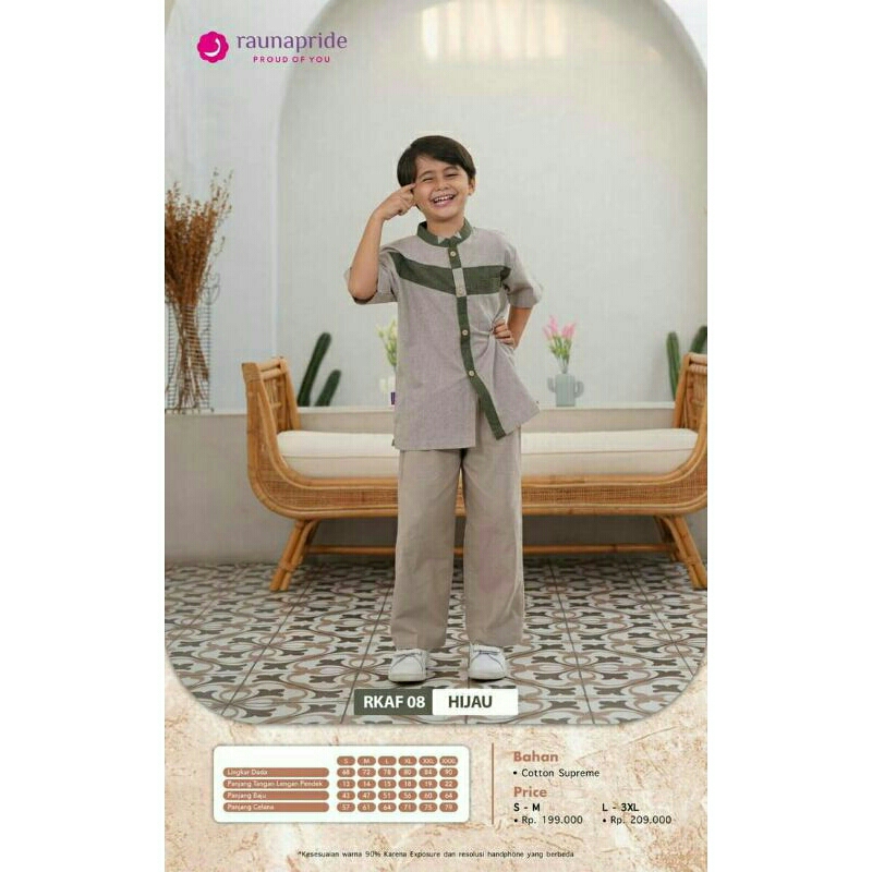 BAJU KOKO ANAK RKAF 08 HIJAU BY RAUNA / SARIMBIT KELUARGA