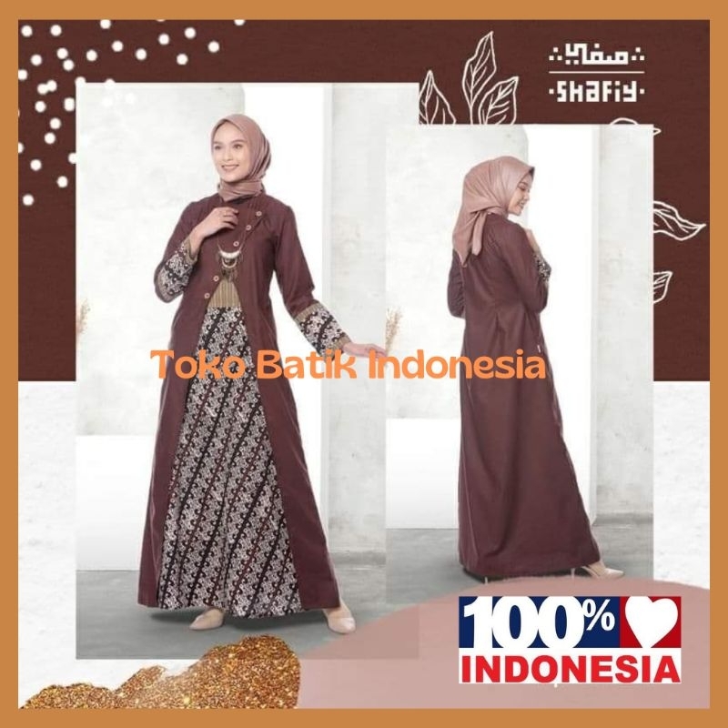 Baju Gamis Batik Etnik Shafiy GBL Belina Tenun Lurik Kombinasi Toyobo Dress Muslimah Syari Busui Mod