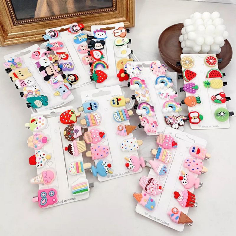 10Pcs Set Jepit Rambut Anak Motif KARAKTER Kartun Lucu MURAH UNICORN KARAKTER / HairClip Anak Korea Import  READY STCOK