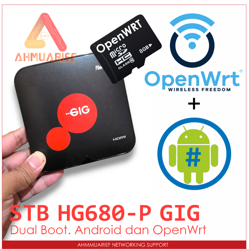 DUAL BOOTING OPENWRT DAN ANDROID - STB HG680P HG680-P HG680 P GIG SET TOP BOX ANDROID TV