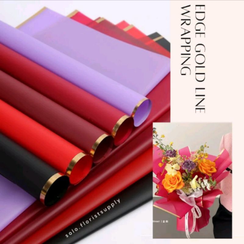 

0EDGE GOLD LINE FLOWER WRAPPING COLOR TRANSPARENT CELLOPHANE KERTAS