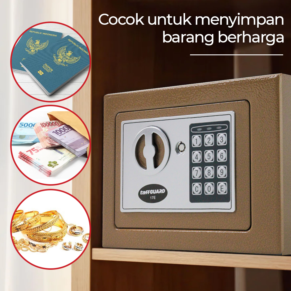 Taffguard Kotak Brankas Hotel Mini Password Safe Deposit Box 4.6L 17E