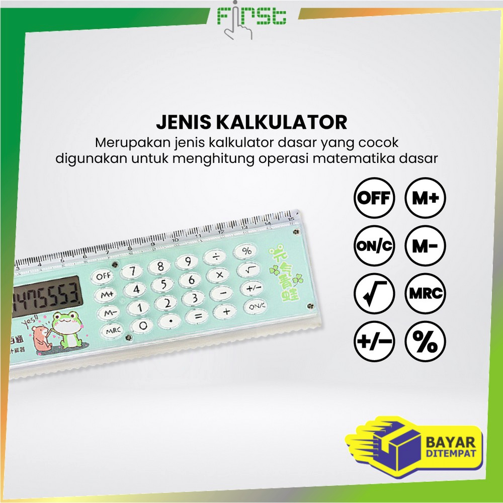 

Fh-A65 Kalkulator Penggaris Karakter 2In1 Mini Portable Multifungsi / Kalkulator 8 Digit Penggaris
