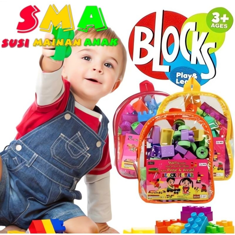 Mainan Anak Kreatif Block Pintar Hanlo Isi 68pcs