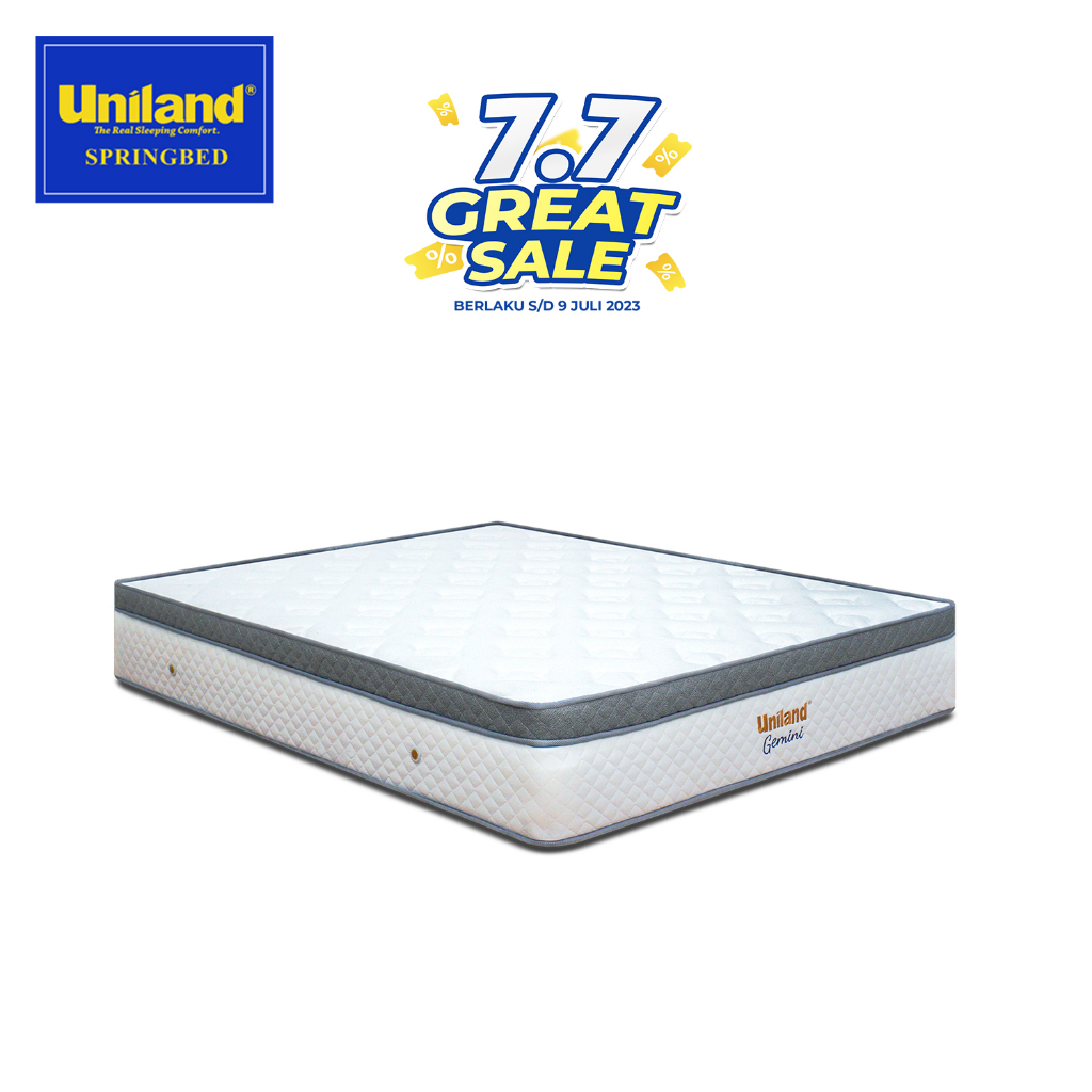 Uniland Springbed Gemini Plushtop Abu Abu - Kasur Spring Bed Hanya Kasur