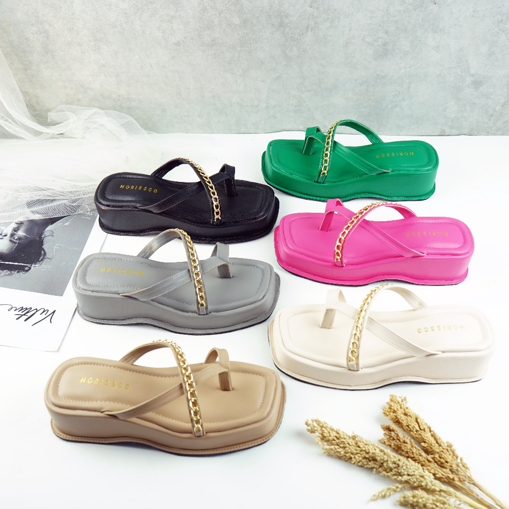 Sandal Wedges Wanita Silang Rantai BA 94